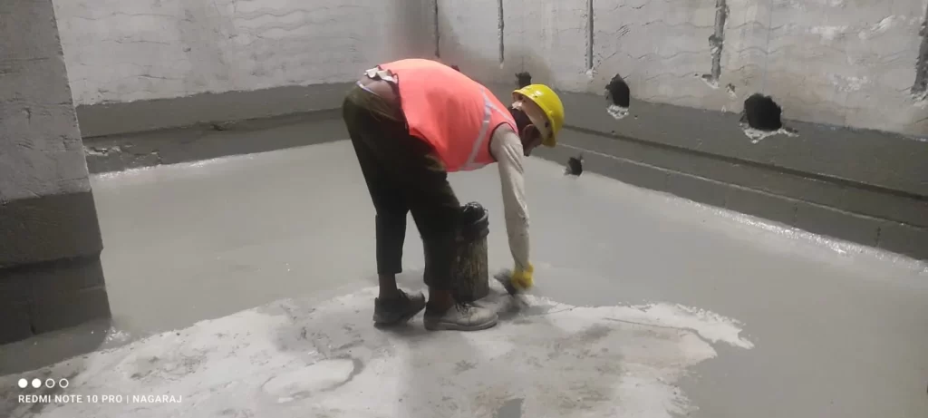 During application of Two Part Acrylic Cementitious waterproofing Coating