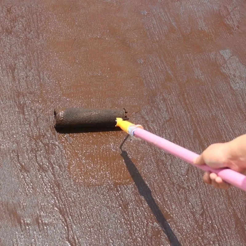 Application of Waterproofing Bituminous emulsion (water based) primer using Roller Brush