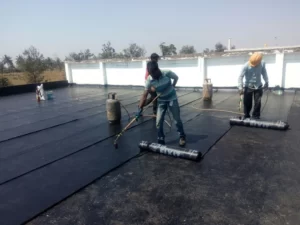 APP waterproofing membrane torch installation on Roof