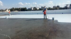 Solvent-based polyurethane waterproofing membrane application